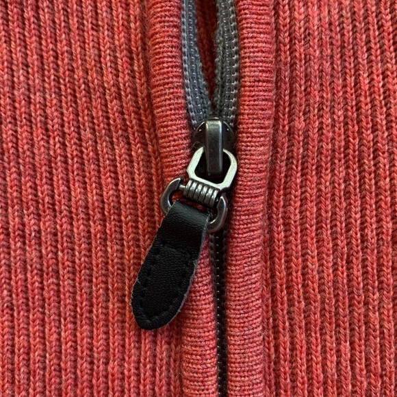 Merino Wool Extra Fine Quarter Zip Sunset Burnt Orange Sweater Men Medium NWT - Picture 6 of 7